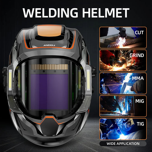 ANDELI Schweißhelm – Panorama-180°-Sicht 10 x 9,5 cm, 2x LED-Beleuchtung